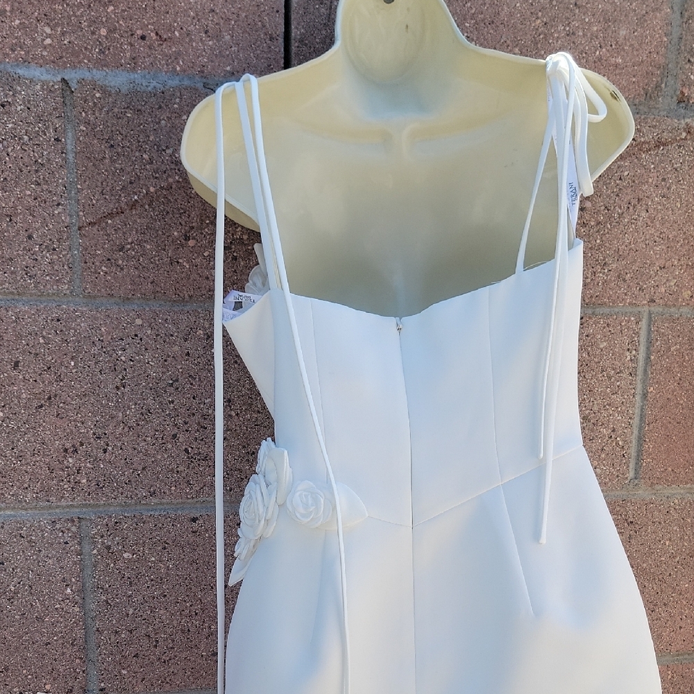 Terani Couture White Rose Embellished Mini Dress Size 4 - Picture 11 of 14
